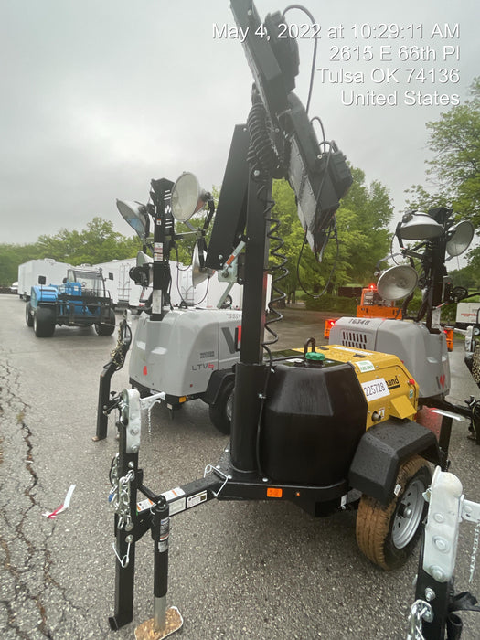 2022 Allmand NLV3GR (4) LED Light Fixture 350W, 23' Vertical Mast, 3kW Prime, Towable, Deep Sea L401, Leveling Jacks, Yanmar T4F 5.8hp