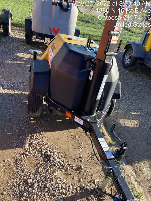 2022 Allmand NLV3GR (4) LED Light Fixture 350W, 23' Vertical Mast, 3kW Prime, Towable, Deep Sea L401, Leveling Jacks, Yanmar T4F 5.8hp