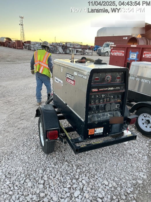 2019 Lincoln Electric Vantage 322 Welder Ready-Pak 3, Two wheel trailer, Fender and Light kit, Cable Rack