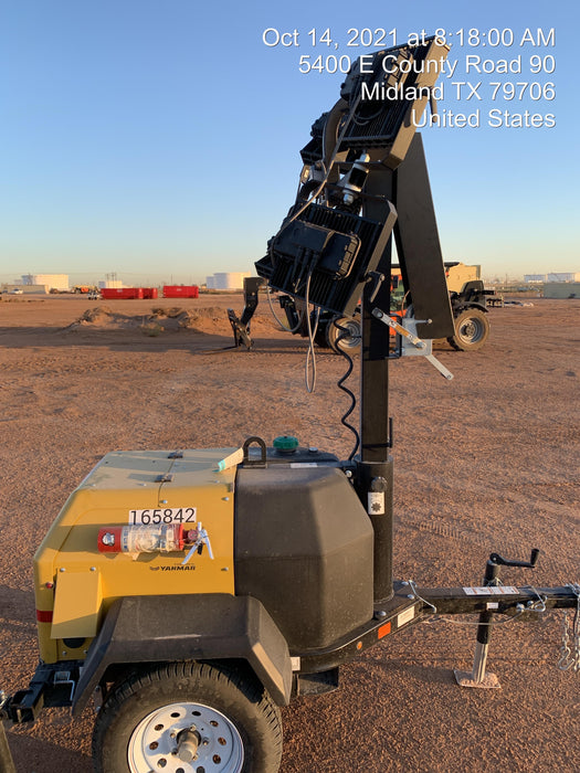 2021 Allmand NLV3GR (4) LED Light Fixture 350W, 23' Vertical Mast, 3kW Prime, Towable, Deep Sea L401, Leveling Jacks, Yanmar T4F 5.8hp