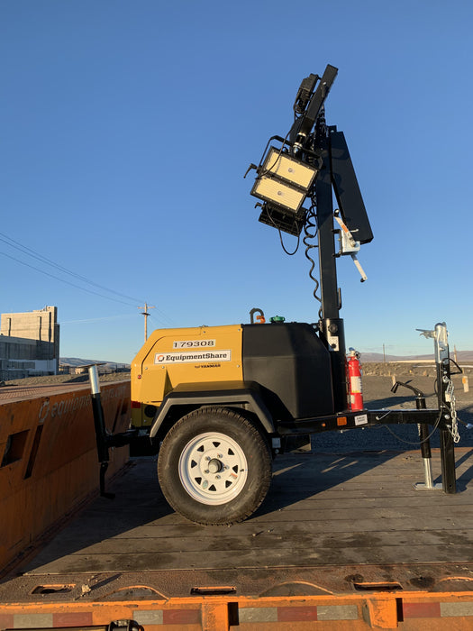 Allmand NLV3GR (4) LED Light Fixture 350W, 23' Vertical Mast, 3kW Prime, Towable, Deep Sea L401, Leveling Jacks, Yanmar T4F 5.8hp