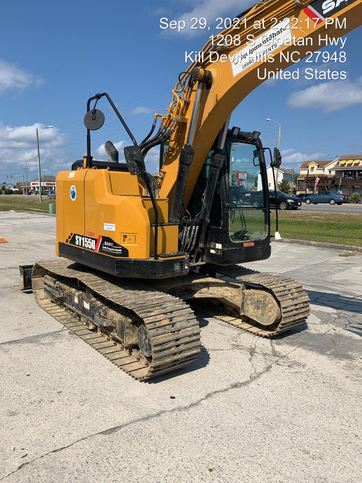 2020 Sany SY155U Rubber Tracks, Front Blade