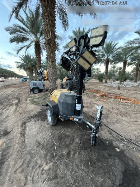 2021 Allmand NLV3GR (4) LED Light Fixture 350W, 23' Vertical Mast, 3kW Prime, Towable, Deep Sea L401, Leveling Jacks, Yanmar T4F 5.8hp