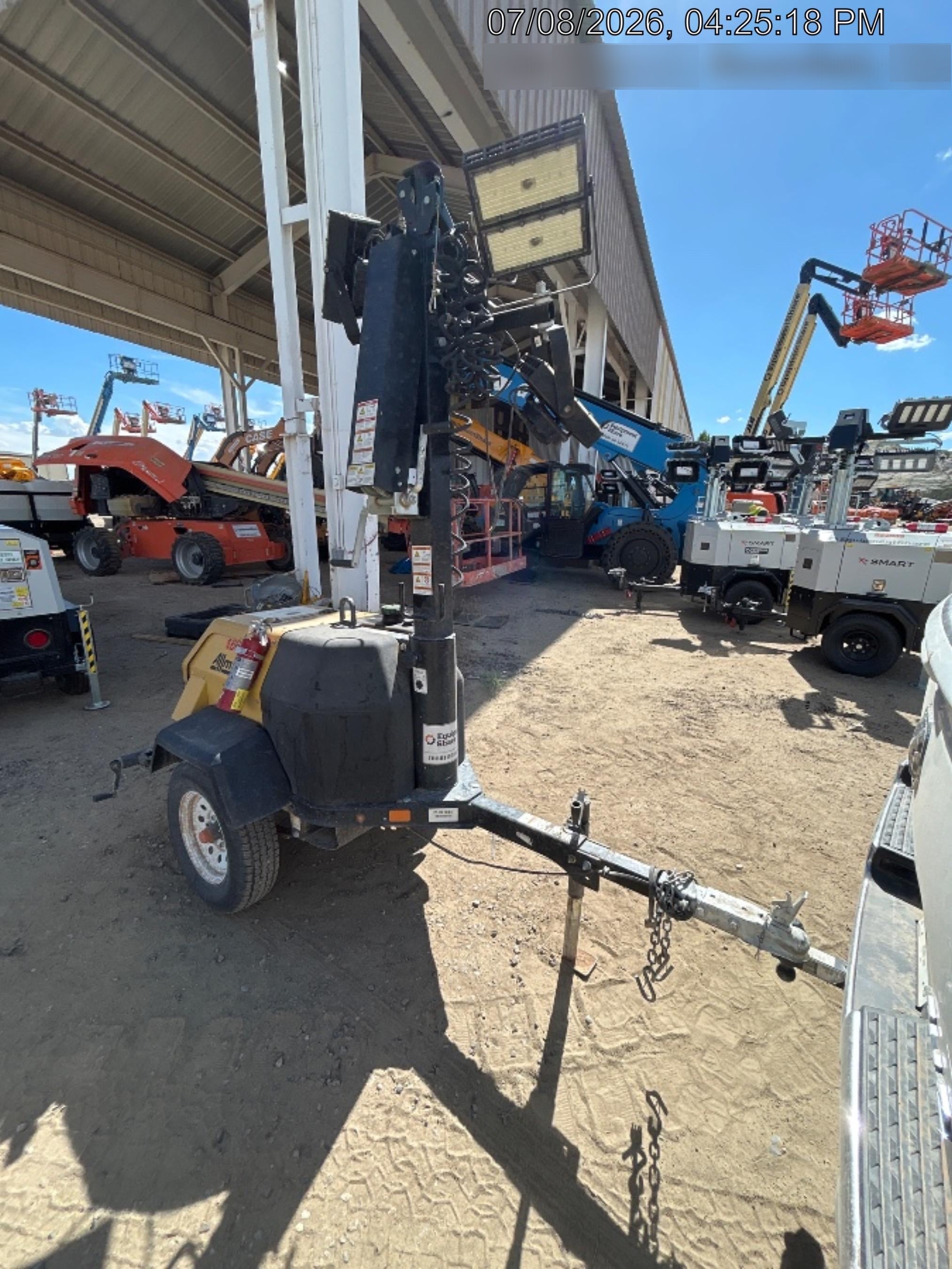 2021 Allmand NLV3GR (4) LED Light Fixture 350W, 23' Vertical Mast, 3kW Prime, Towable, Deep Sea L401, Leveling Jacks, Yanmar T4F 5.8hp