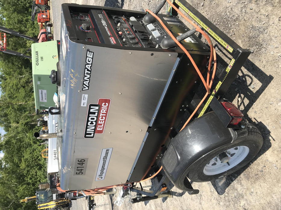 2019 Lincoln Electric Vantage 322 Welder Ready-Pak 3, Two wheel trailer, Fender and Light kit, Cable Rack