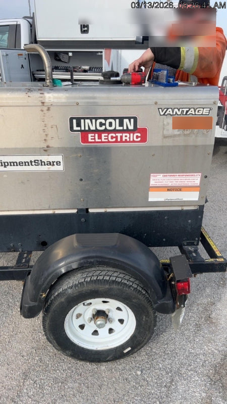 2019 Lincoln Electric Vantage 322 Welder Ready-Pak 3, Two wheel trailer, Fender and Light kit, Cable Rack