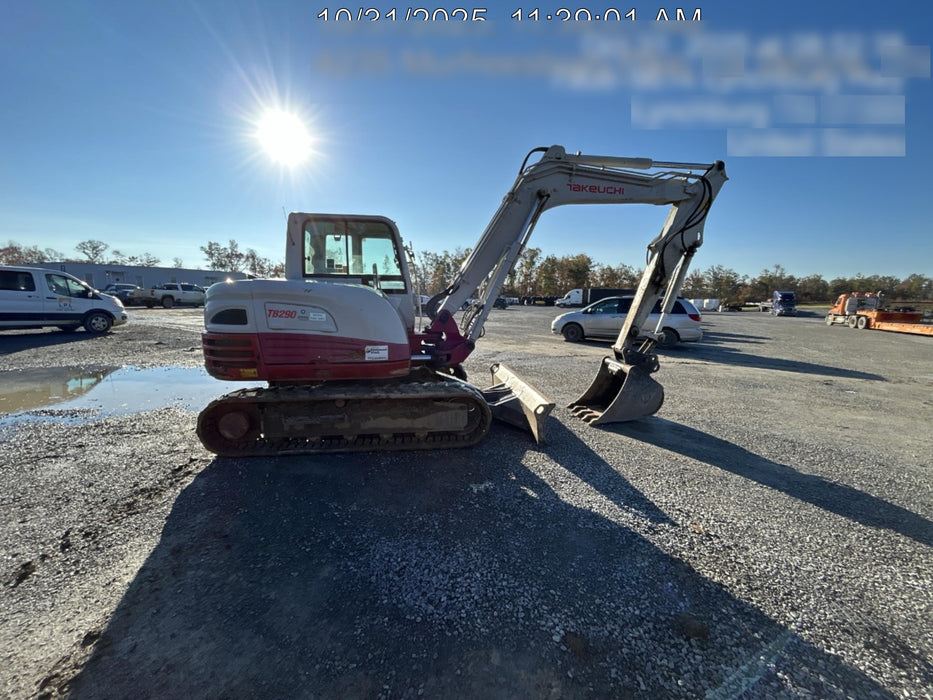2019 Takeuchi TB290 Cab/Heat/AC Rubber tracks, Dozer blade, Travel alarm, Auxiliary hydraulics w/Manual QC, Hydraulic thumb, 18", 24", and 36" Buckets