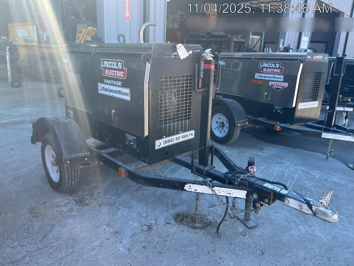2019 Lincoln Electric Vantage 322 Ready-Pak 3, Two Wheel Trailer, Fender and Light Kit, Cable Rack
