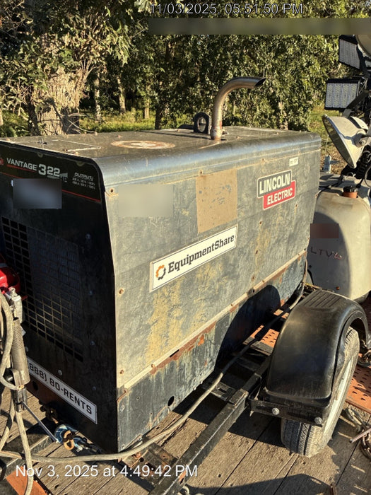 2020 Lincoln Electric Vantage 322 Welder Ready-Pak 3, w/ GPS & Decals (includes trailer, cable rack, fender light kit)