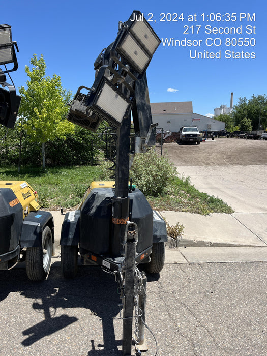 2022 Allmand NLV3GR (4) LED Light Fixture 350W, 23' Vertical Mast, 3kW Prime, Towable, ES Decals, T3