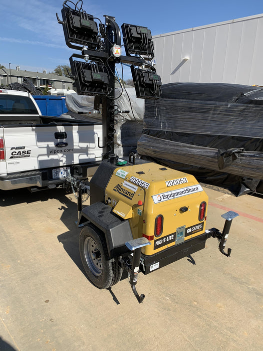 2022 Allmand NLV3GR (4) LED Light Fixture 350W, 23' Vertical Mast, 3kW Prime, Towable, Deep Sea L401, Leveling Jacks, Yanmar T4F 5.8hp