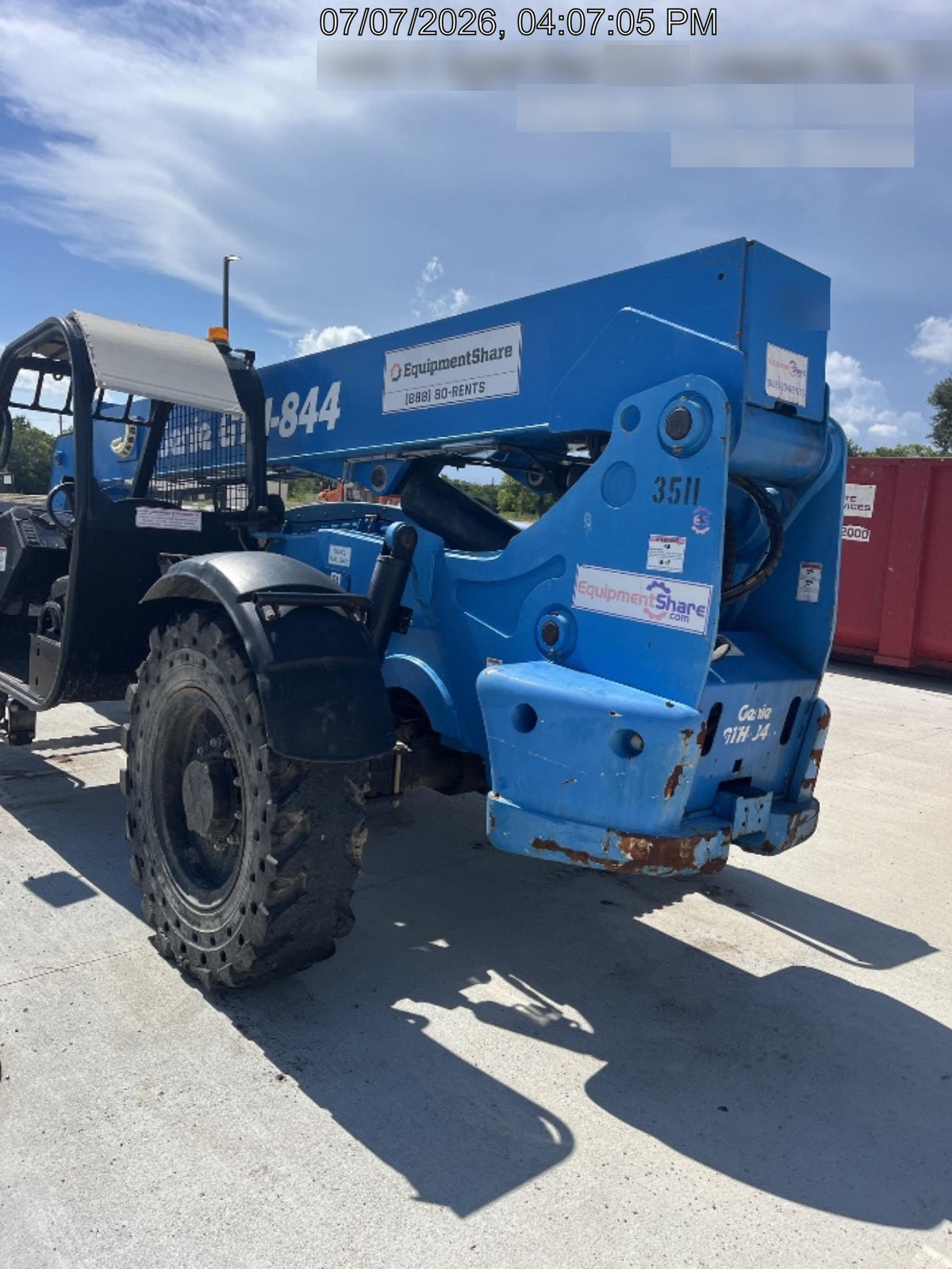 2017 Genie GTH-844 Diesel Engine, Solid Tires, 60" Carriage, Open ROPS