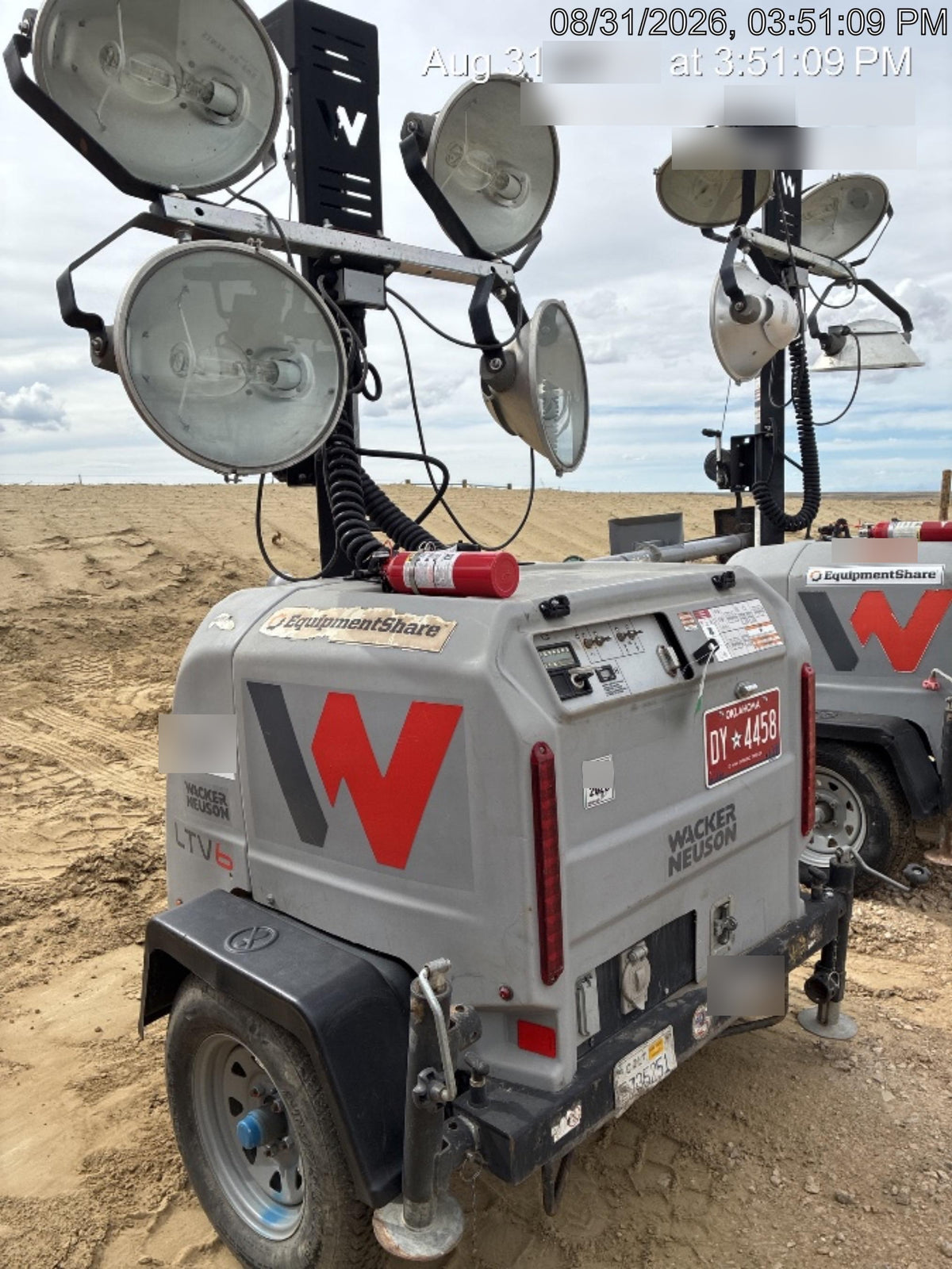 2019 Wacker Neuson LTV6L-MH Wacker Neuson LTV6L Mobile Light Tower w/Fuel Level Sensor Installed