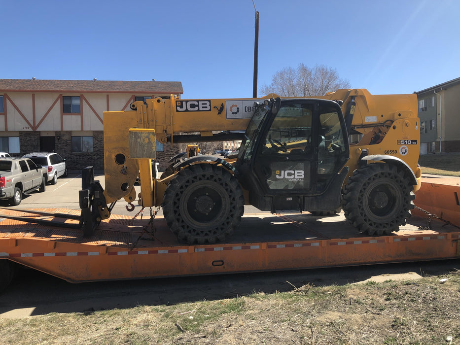 2020 JCB 510-56 Cab/Heat/Air, 74 HP, Solid Tires, STD Worklight, Beacon, Aux Hydraulics, Lifting Eye, Back up Alarm w/66" Carriage/60" Forks