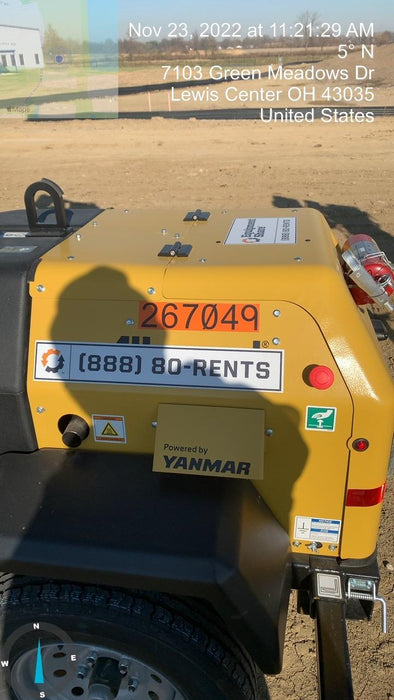 2022 Allmand NLV3GR (4) LED Light Fixture 350W, 23' Vertical Mast, 3kW Prime, Towable, ES Decals, T3