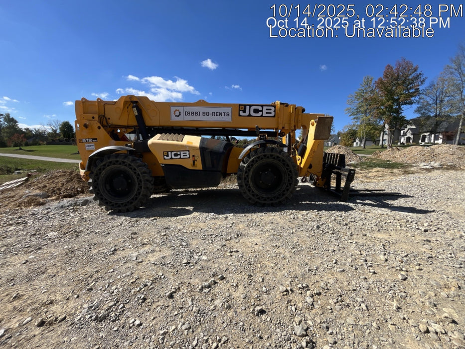 2019 JCB 512-56 Canopy, 74 HP, Solid Tires, STD Worklight, Beacon, Aux Hydraulics, Lifting Eye, Back up Alarm 66" Carriage, 60" Forks