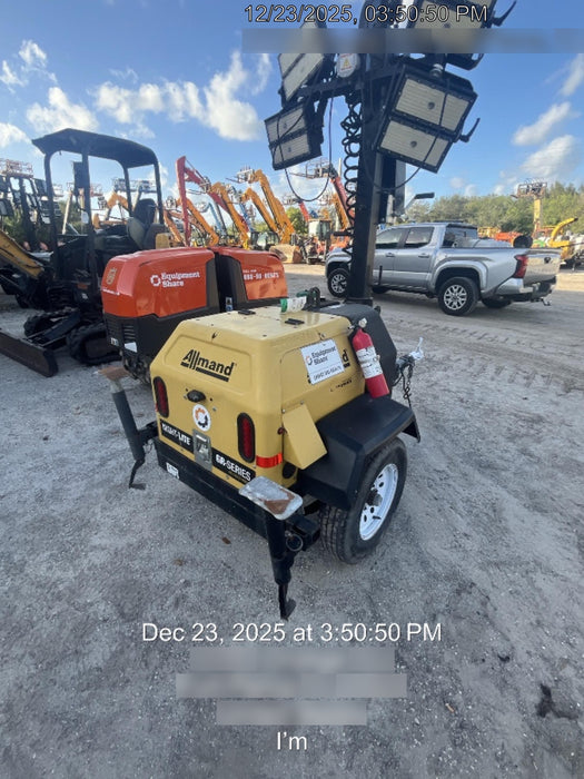 2021 Allmand NLV3GR (4) LED Light Fixture 350W, 23' Vertical Mast, 3kW Prime, Towable, Deep Sea L401, Leveling Jacks, Yanmar T4F 5.8hp