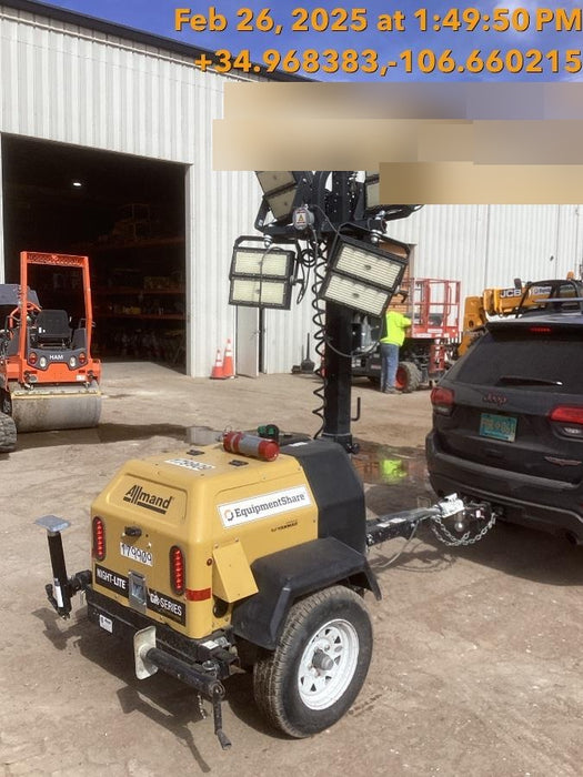 Allmand NLV3GR (4) LED Light Fixture 350W, 23' Vertical Mast, 3kW Prime, Towable, Deep Sea L401, Leveling Jacks, Yanmar T4F 5.8hp