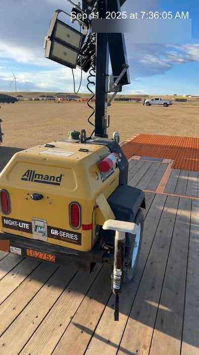 2021 Allmand NLV3GR (4) LED Light Fixture 350W, 23' Vertical Mast, 3kW Prime, Towable, Deep Sea L401, Leveling Jacks, Yanmar T4F 5.8hp