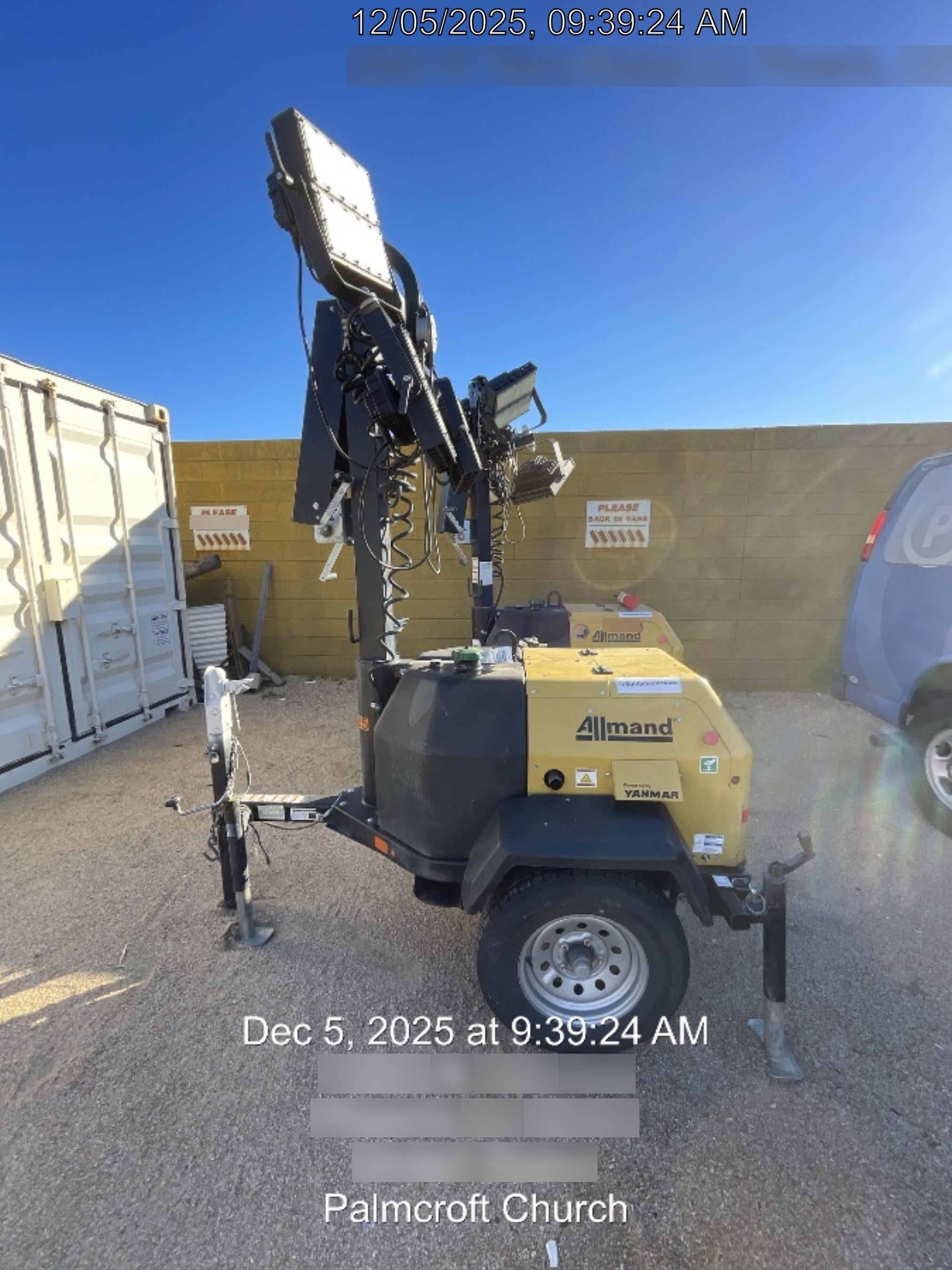 2022 Allmand NLV3GR (4) LED Light Fixture 350W, 23' Vertical Mast, 3kW Prime, Towable, ES Decals, T3