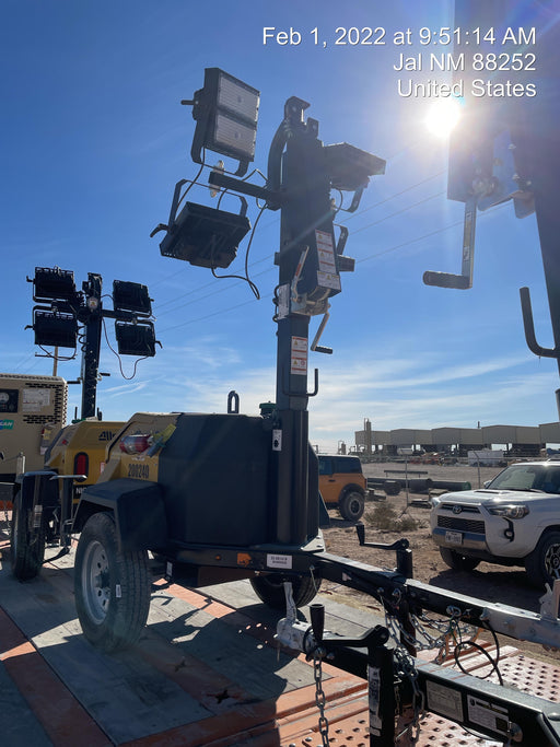 2022 Allmand NLV3GR (4) LED Light Fixture 350W, 23' Vertical Mast, 3kW Prime, Towable, Deep Sea L401, Leveling Jacks, Yanmar T4F 5.8hp