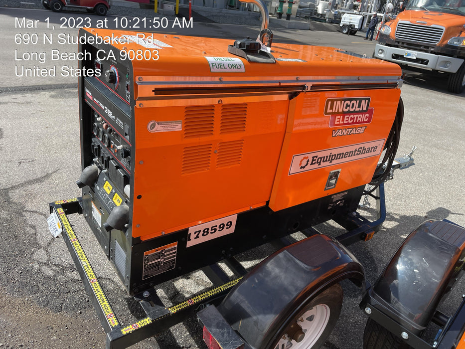 2021 Lincoln Electric Vantage 322 Vantage 322 Ready Pak 3 w/ Decals, ORANGE (includes trailer, cable rack, fender light kit) NO Telematics
