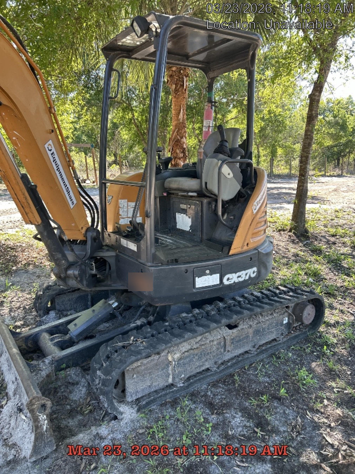 2018 Case CX37C ROPS, LONG ARM, RUBBER TRACKS, AUX HYD