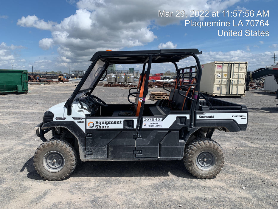 2022 Kawasaki Mule PRO-DXT Standard Options, Backup Alarm, Beacon, Plastic Hard Top, Poly Windshield, Horn Kit