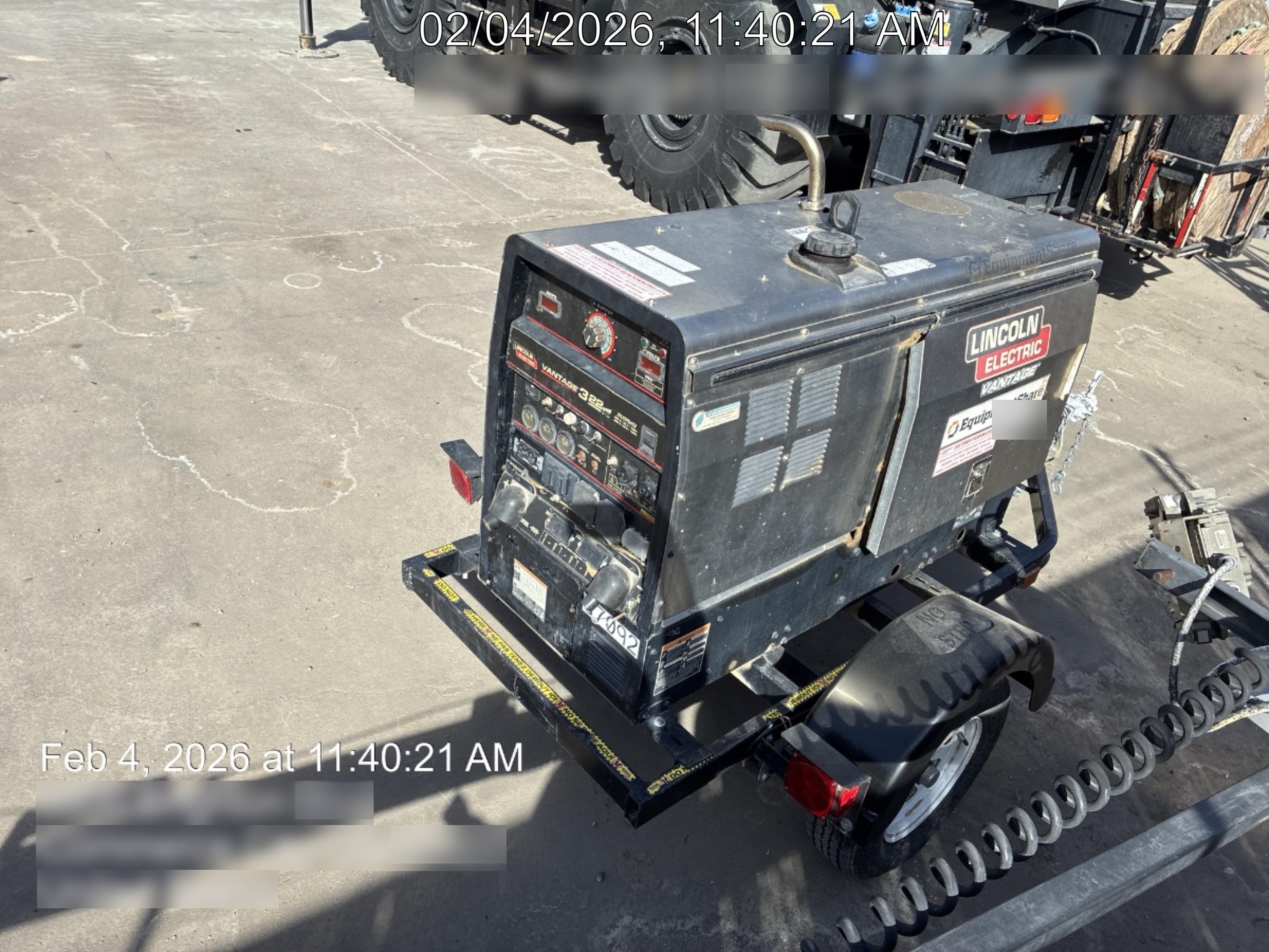 2020 Lincoln Electric Vantage 322 Welder Ready-Pak 3, Two wheel trailer, Fender and Light kit, Cable Rack