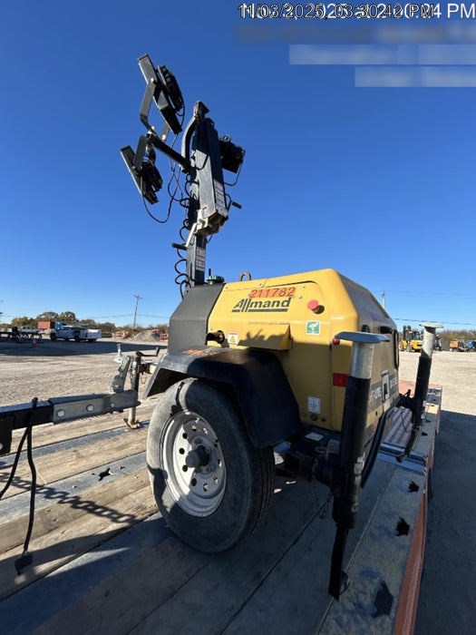 2022 Allmand NLV3GR (4) LED Light Fixture 350W, 23' Vertical Mast, 3kW Prime, Towable, Deep Sea L401, Leveling Jacks, Yanmar T4F 5.8hp