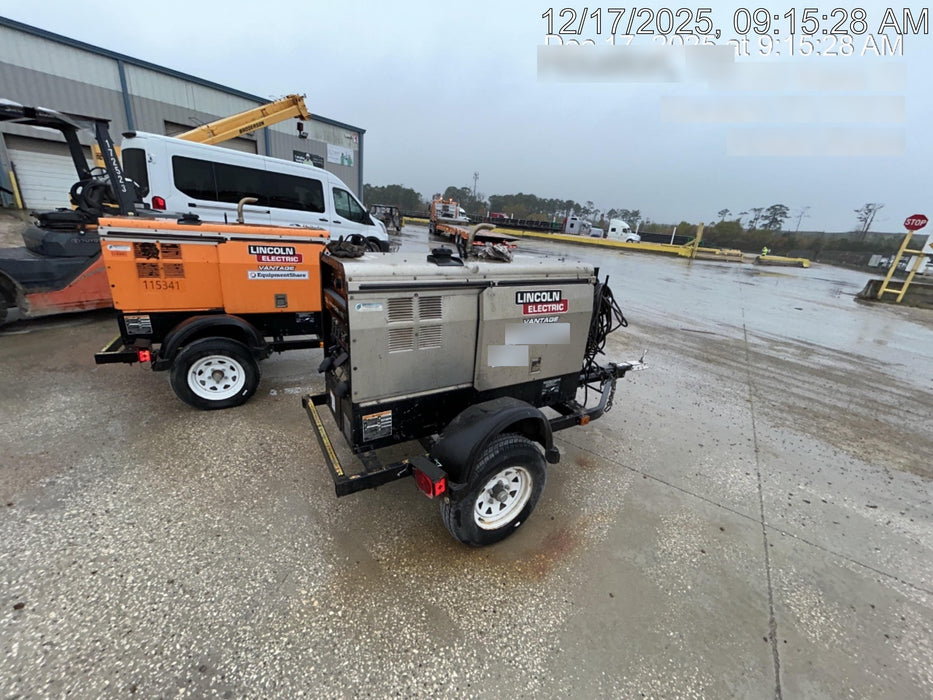 2019 Lincoln Electric Vantage 322 Welder Ready-Pak 3, Two wheel trailer, Fender and Light kit, Cable Rack