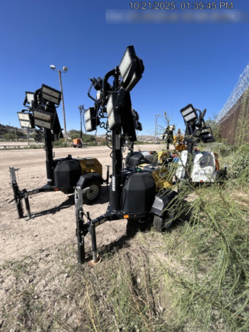 2021 Allmand NLV3GR (4) LED Light Fixture 350W, 23' Vertical Mast, 3kW Prime, Towable, Deep Sea L401, Leveling Jacks, Yanmar T4F 5.8hp