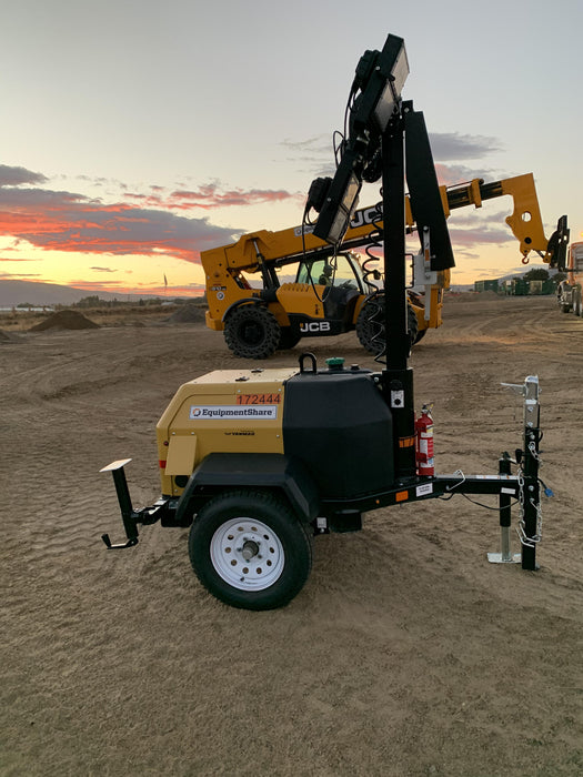 2021 Allmand NLV3GR (4) LED Light Fixture 350W, 23' Vertical Mast, 3kW Prime, Towable, Deep Sea L401, Leveling Jacks, Yanmar T4F 5.8hp