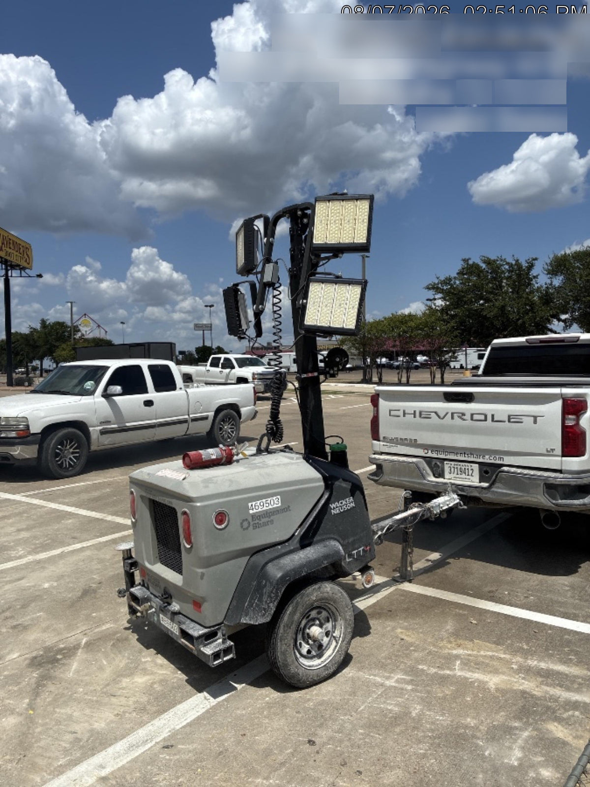 2024 Wacker Neuson LTT4 Diesel, Kohler KDW702, Deep Sea Controller, Auto Start, LED 320W, Bypass Outlet, T3