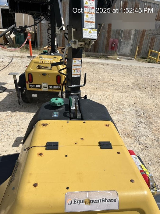 2022 Allmand NLV3GR (4) LED Light Fixture 350W, 23' Vertical Mast, 3kW Prime, Towable, Deep Sea L401, Leveling Jacks, Yanmar T4F 5.8hp