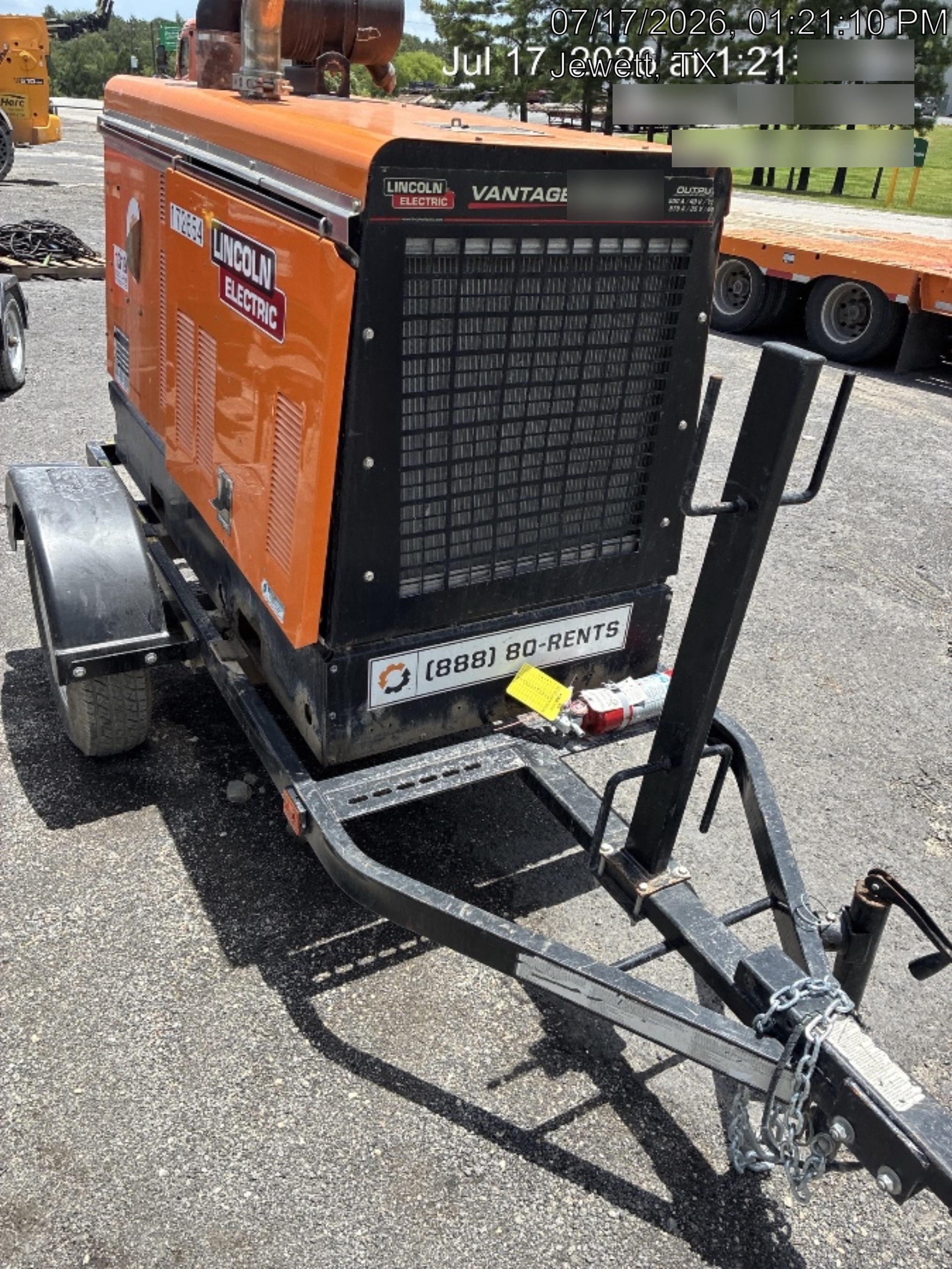 2021 Lincoln Electric Vantage 549X Ready Pak 3, ORANGE (includes trailer, cable rack, fender light kit)