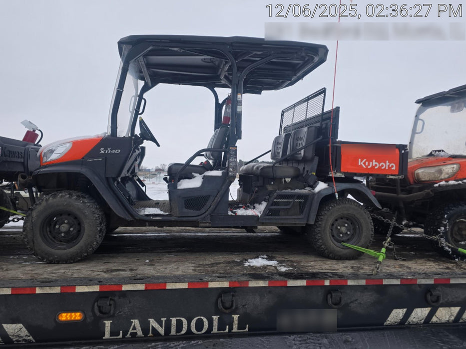 2022 Kubota RTV-X1140W-H Plastic Canopy, Windshield Acrylic Clear, LED Strobe Light, Wire Harness Kit, Back up Alarm