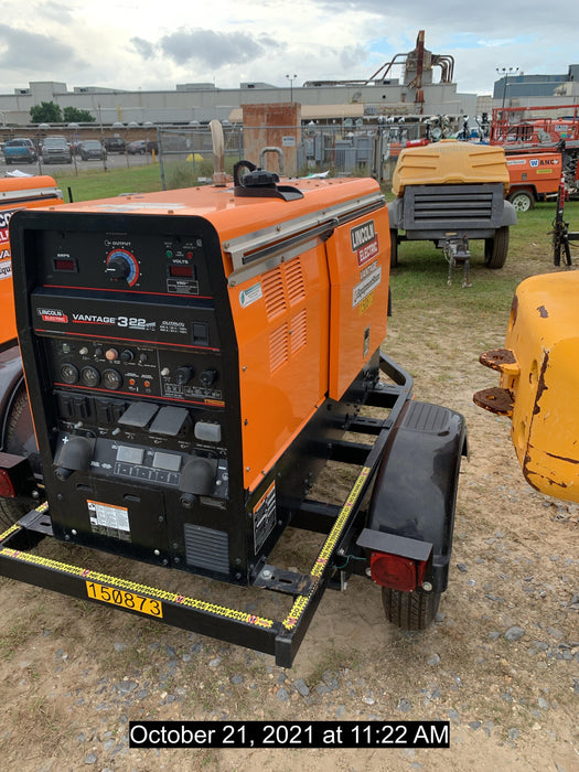 2021 Lincoln Electric Vantage 322 Vantage 322 Ready Pak 3 w/ Decals, ORANGE (includes trailer, cable rack, fender light kit) NO Telematics