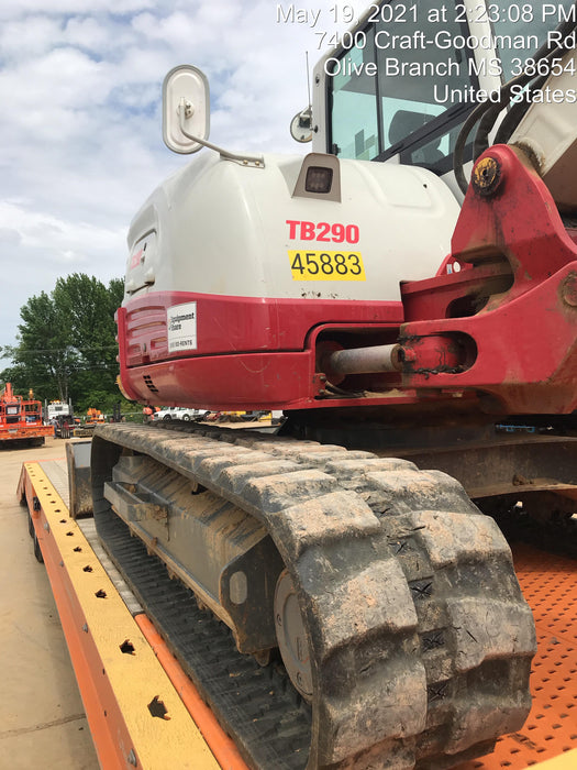 2019 Takeuchi TB290 Cab/Heat/AC Rubber tracks, Dozer blade, Travel alarm, Auxiliary hydraulics w/Manual QC, Hydraulic thumb, 18", 24", and 36" Buckets