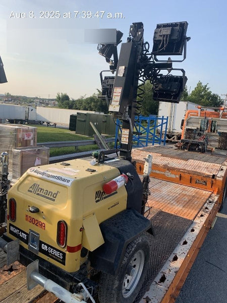 2021 Allmand NLV3GR (4) LED Light Fixture 350W, 23' Vertical Mast, 3kW Prime, Towable, Deep Sea L401, Leveling Jacks, Yanmar T4F 5.8hp