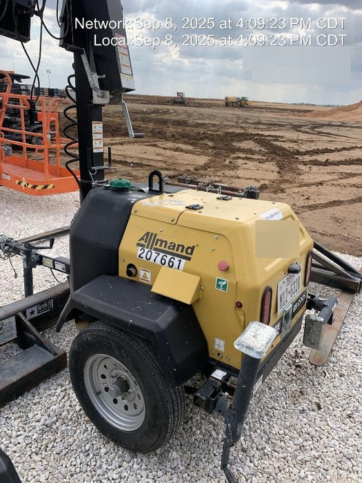 2022 Allmand NLV3GR (4) LED Light Fixture 350W, 23' Vertical Mast, 3kW Prime, Towable, Deep Sea L401, Leveling Jacks, Yanmar T4F 5.8hp