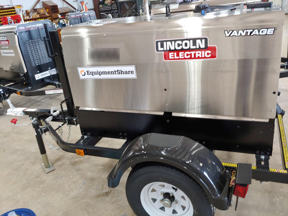 2019 Lincoln Electric Vantage 322 Ready-Pak 3, Two Wheel Trailer, Fender and Light Kit, Cable Rack