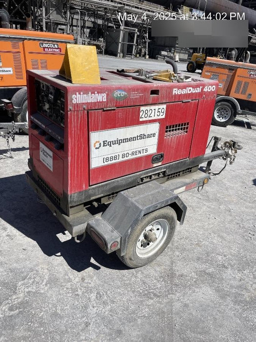 2022 Shindaiwa DGW400MDL Kubota D902 Engine, 23 HP, Dual Op Welder, Wire, Arc, Droop Stick, Tig, and CC Stick Functionality, Simulphase, 3 Phase and 1 Phase Gen Output, Single Axle NB Trlr, Slr Trckl Chrg 12V 12W, Fire Ext