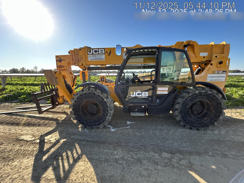2018 JCB 512-56 JCB 512-56 Telehandler 74 HP w/CAB/HVAC, Beacon, Worklights, Semi Solids Tires, 72" Carriage/Forks