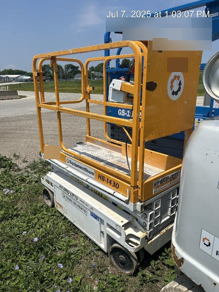 Custom Equipment HB-1430 Hy-Brid Scissor Lift
Platform capacity up to 670 lbs
Working height up to 20 ft
Weighs under 1,700 lbs
Non-marking wheels