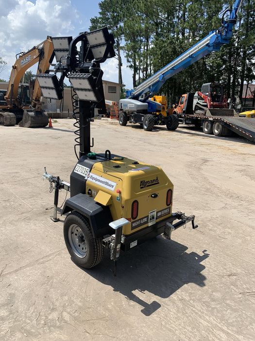 2022 Allmand NLV3GR (4) LED Light Fixture 350W, 23' Vertical Mast, 3kW Prime, Towable, Deep Sea L401, Leveling Jacks, Yanmar T4F 5.8hp