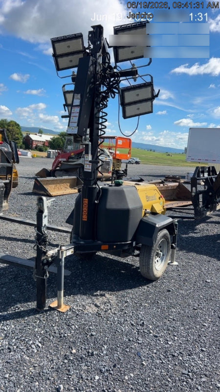 2021 Allmand NLV3GR (4) LED Light Fixture 350W, 23' Vertical Mast, 3kW Prime, Towable, Deep Sea L401, Leveling Jacks, Yanmar T4F 5.8hp