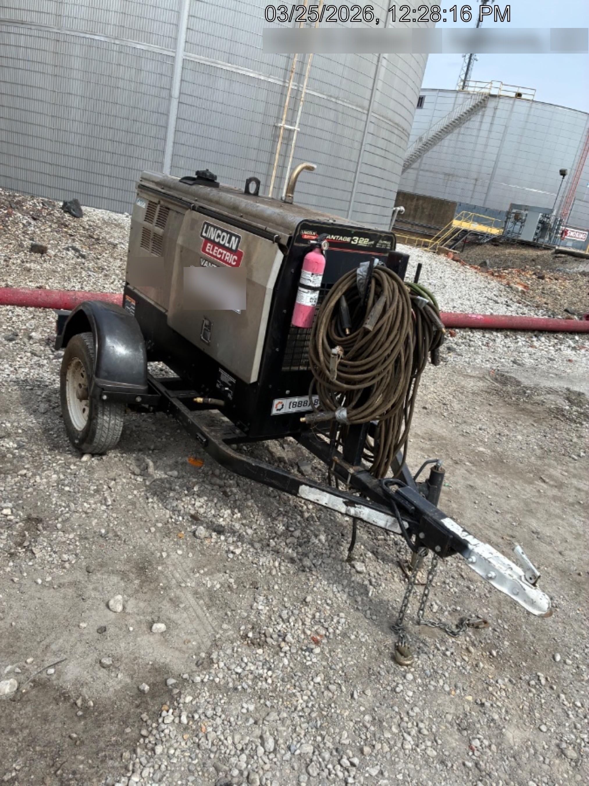2019 Lincoln Electric Vantage 322 Ready-Pak 3, Two Wheel Trailer, Fender and Light Kit, Cable Rack
