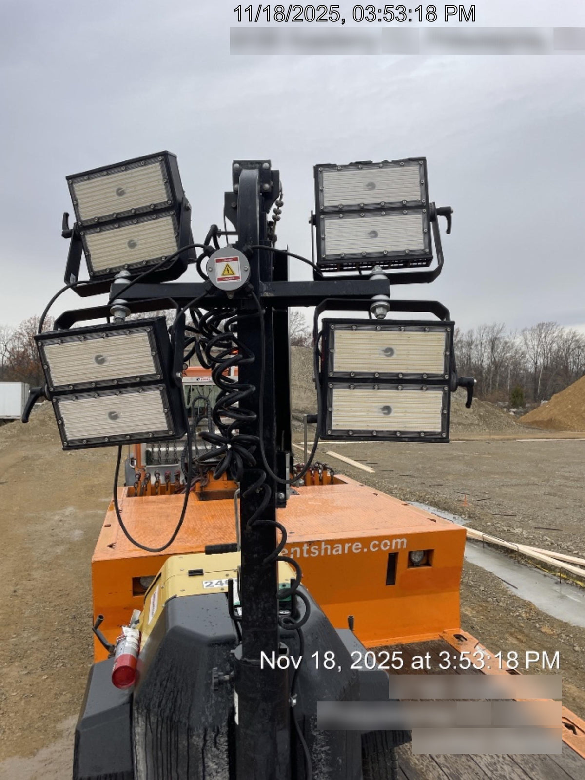 2022 Allmand NLV3GR (4) LED Light Fixture 350W, 23' Vertical Mast, 3kW Prime, Towable, ES Decals, T3