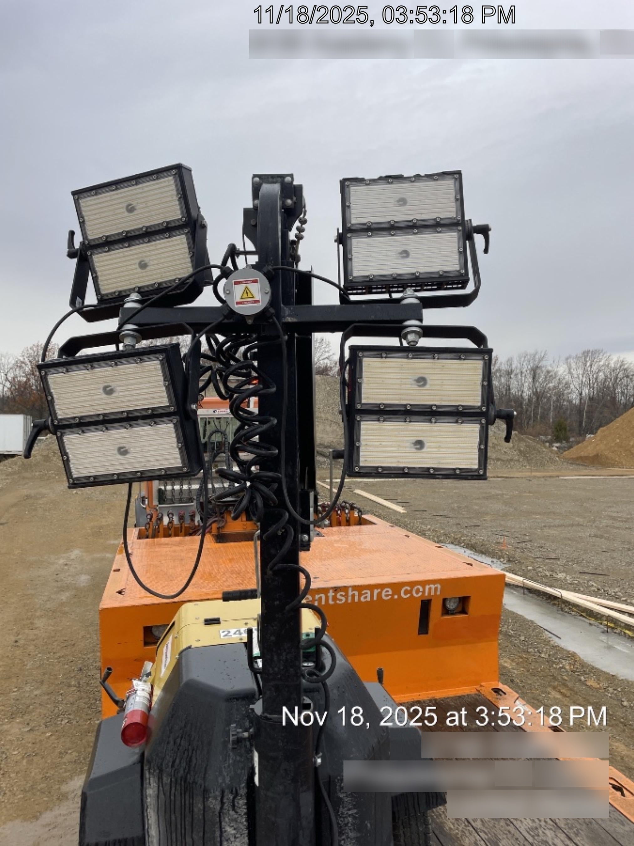 2022 Allmand NLV3GR (4) LED Light Fixture 350W, 23' Vertical Mast, 3kW Prime, Towable, ES Decals, T3